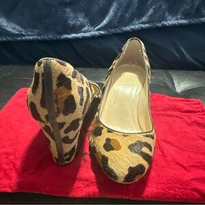 Christian Louboutin Calfskin Leather Wedges, SZ 36.5